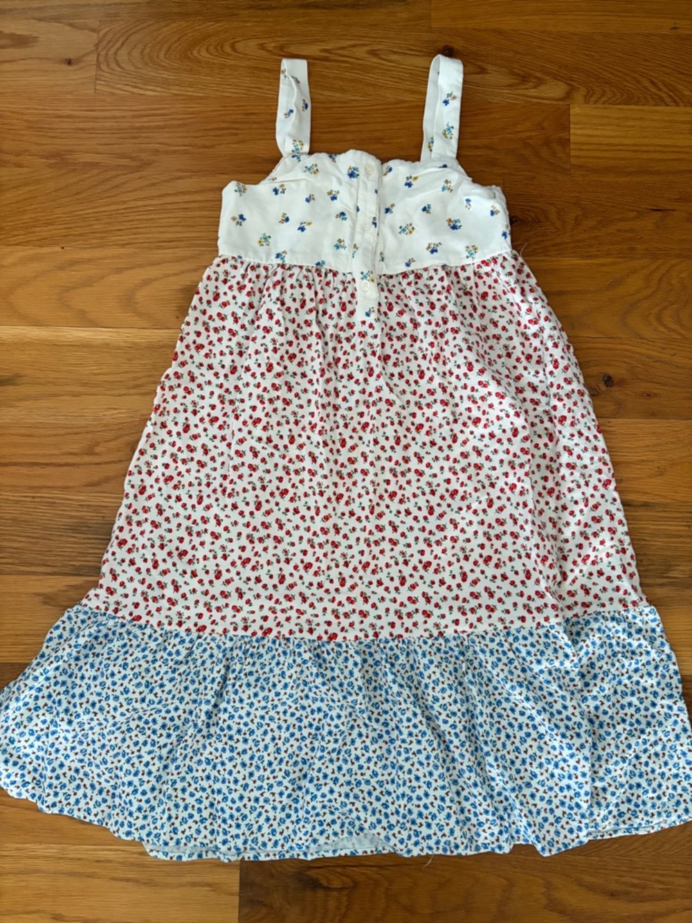 Zara White, Red & Blue Floral Tiered Sundress